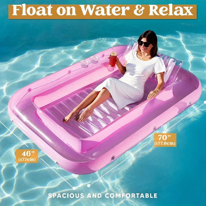 Inflatable Pool Lounger Float 70'' x 46'' Suntan Tub Raft