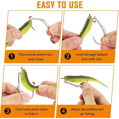15PCS Weighted Swimbait Hooks, for Bass Fishing, Fresh or Saltwater