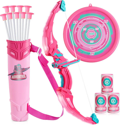Kids Bow and Arrow Set, LED Light Up Archery Target with Suction Cup Arrows, Kids Ages 6-12