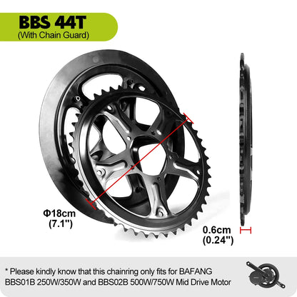 EBike Chainring, 42T 36T 44T 52T, Sprocket Chain Wheel, Aluminum Crown Offset BBS01B BBS02B BBS01 BBS02 Original Mid Motor