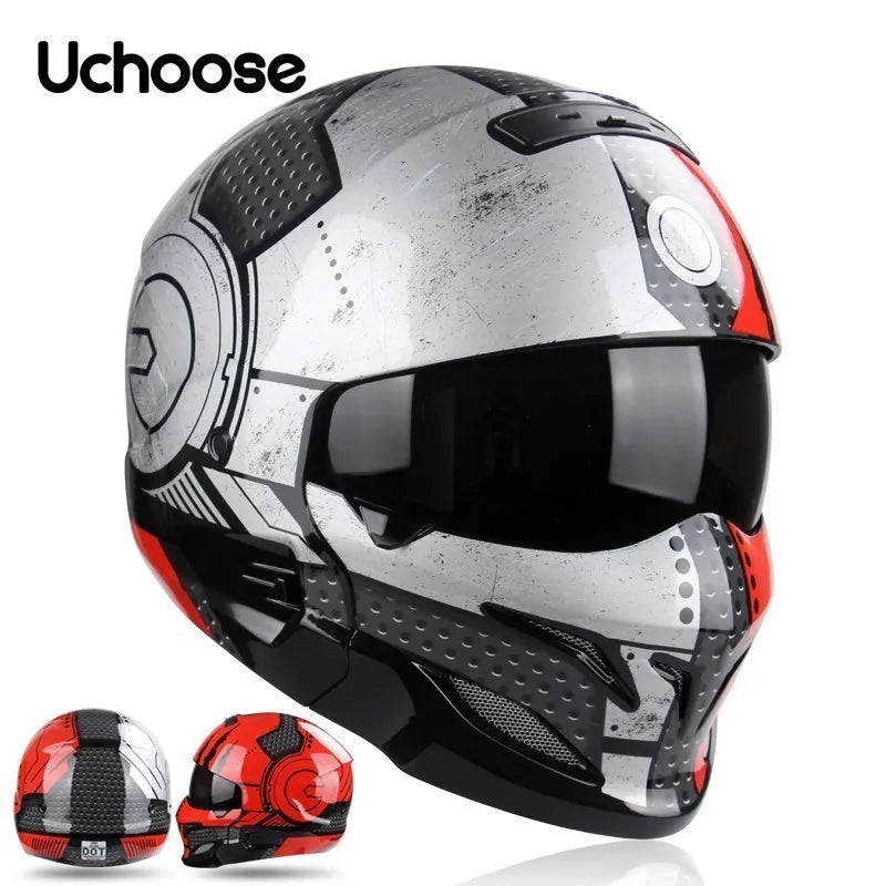 Multi-Purpose Combination Detachable Helmet, DOT Certified, Motorcycle Half Predator Helmet