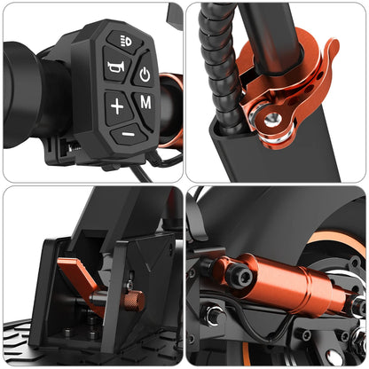 Electric Scooter, 800W Motor 48V, 12.5AH Battery, 10"Tire, Max 40-50KM Range, Disc Brake, LCD Display