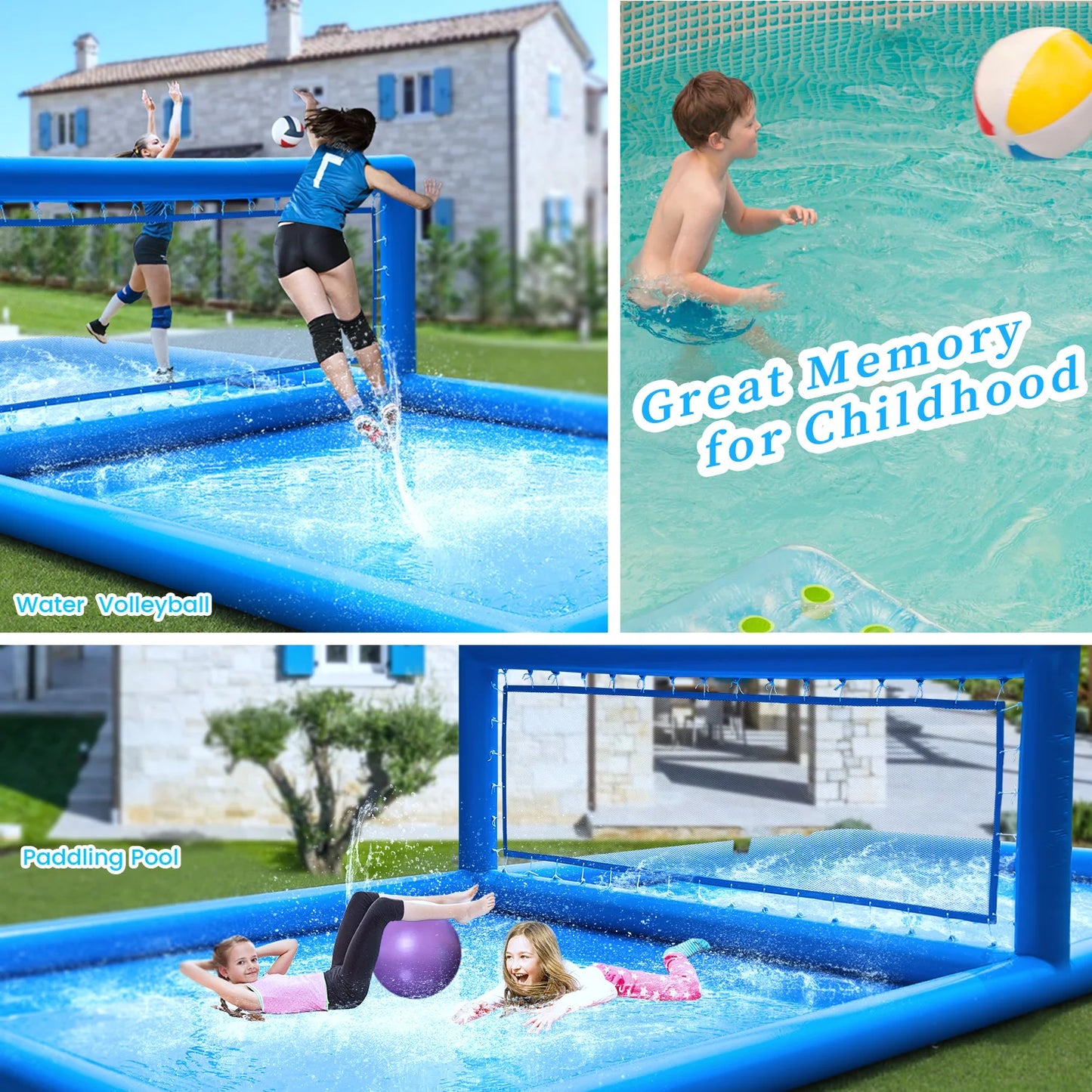 Inflatable Volleyball Court Outdoor 33 ft. Water Volleyball Pool
