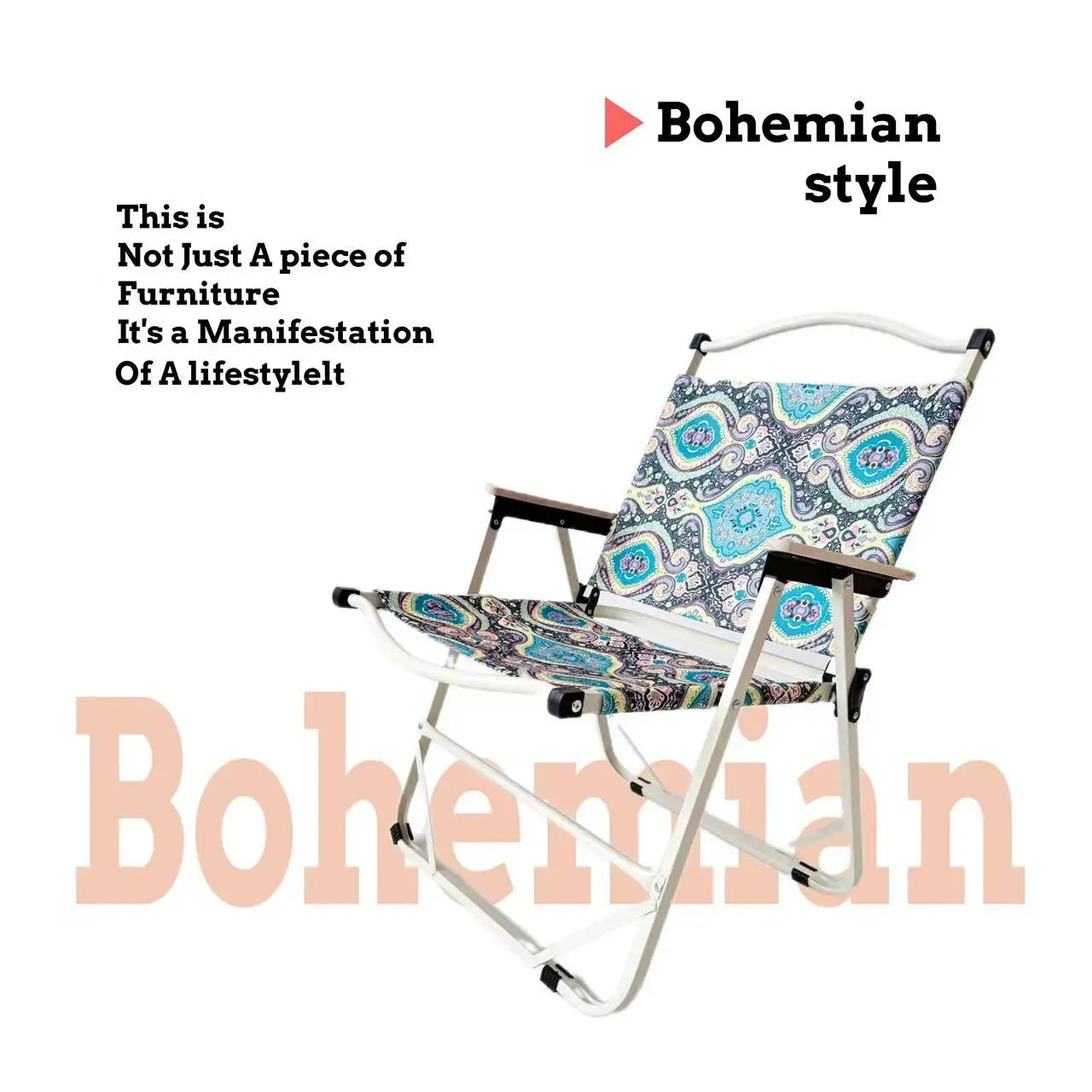 Folding Camp Chair, Reinforced Steel Frame Design, Portable Outdoor Chair