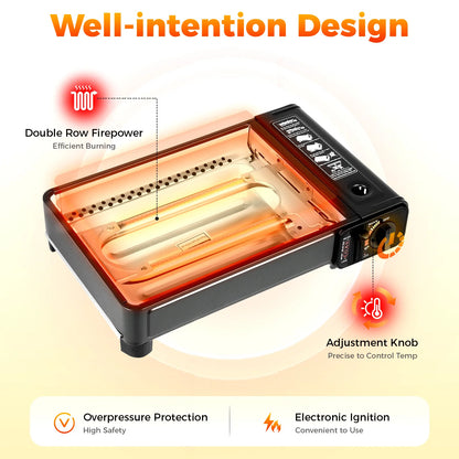 Portable Camping Grill, Butane Gas Stove for Camping, Travel 41.5x28x11cm