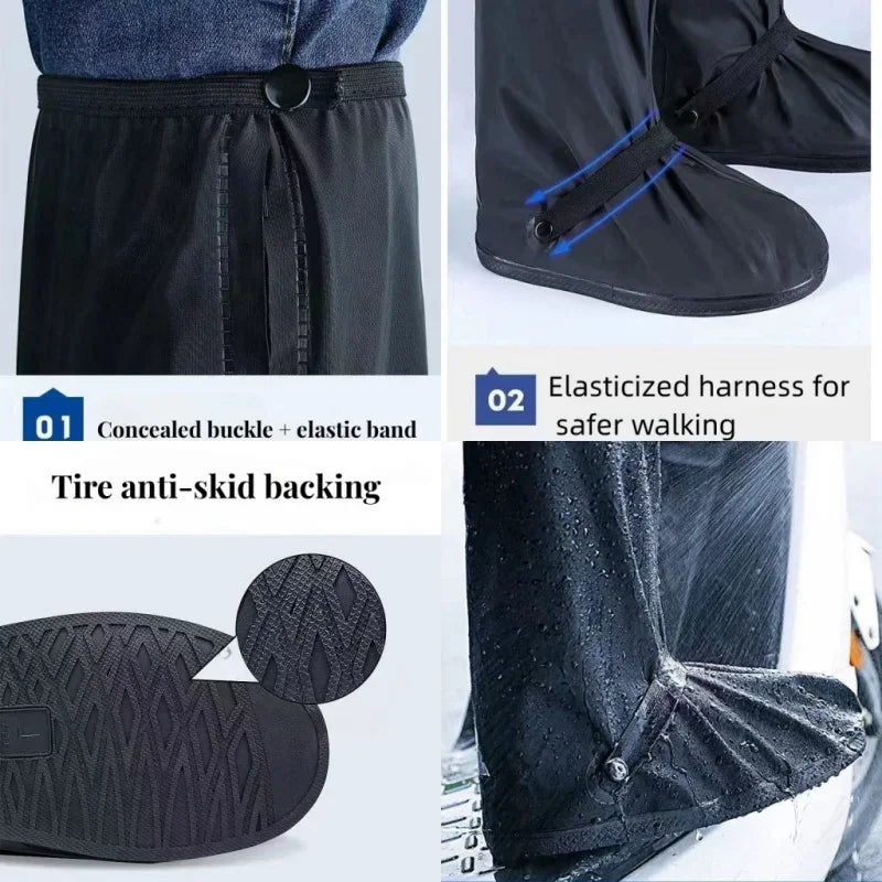 Waterproof Rain Shoe Boot, 60 CM High Pant Covers, Unisex, Cycling Anti-Slip, Reusable Leg Pants