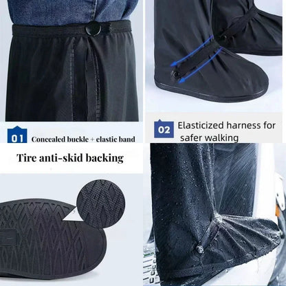 Waterproof Rain Shoe Boot, 60 CM High Pant Covers, Unisex, Cycling Anti-Slip, Reusable Leg Pants