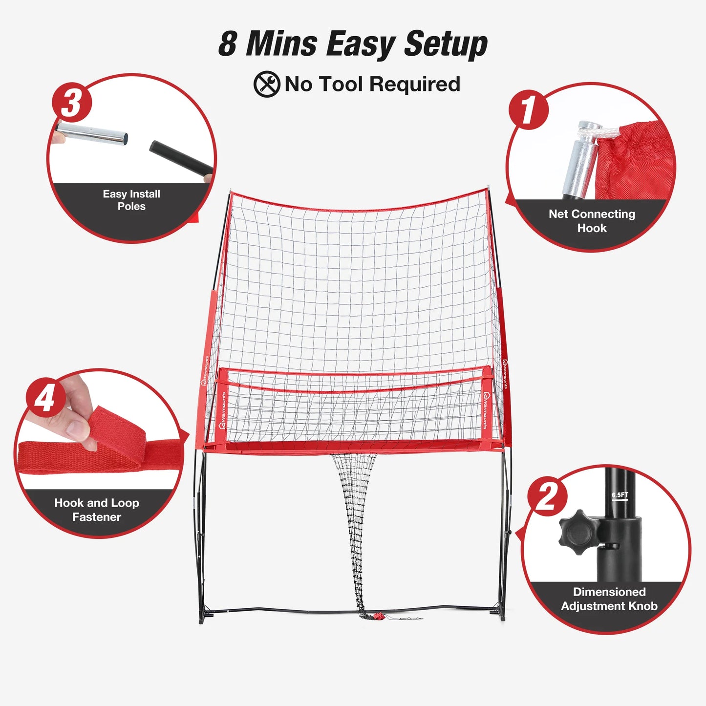 Volleyball Practice Net, Training Equipment, Adjustable Height