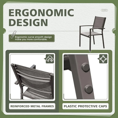 Patio Chairs, Textilene Fabric, Outdoor Set of 6, Stackable Dining Chairs for Backyard, Deck, Poolside