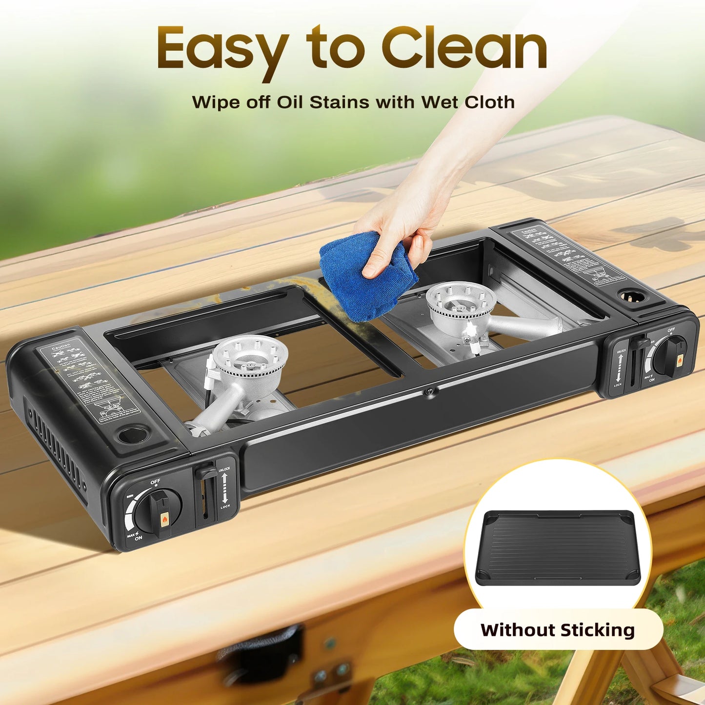 Double Head Barbecue Gas stove w/ Baking Tray, Indoor-Outdoor Application