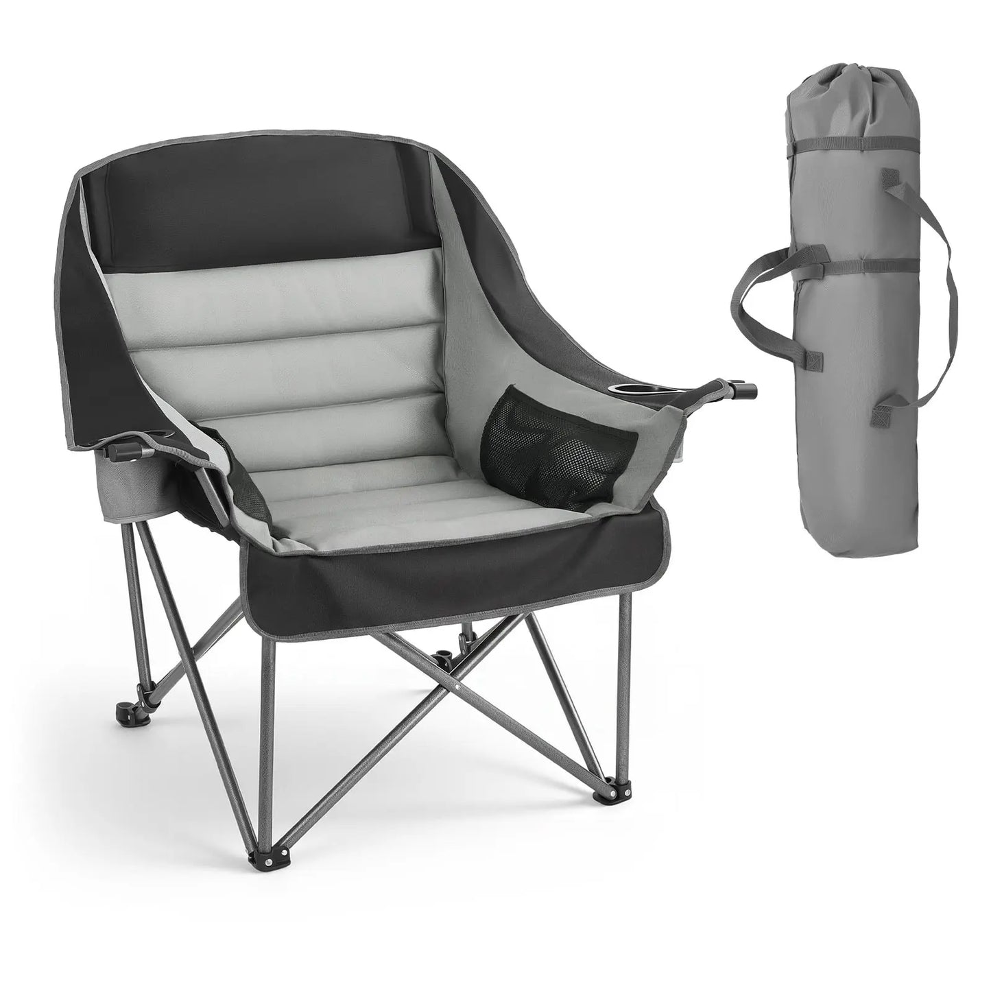 Oversized Camping Chair, 450lbs Heavy Duty Support, Portable Padded Folding Camp Chairs w/Carry Bag