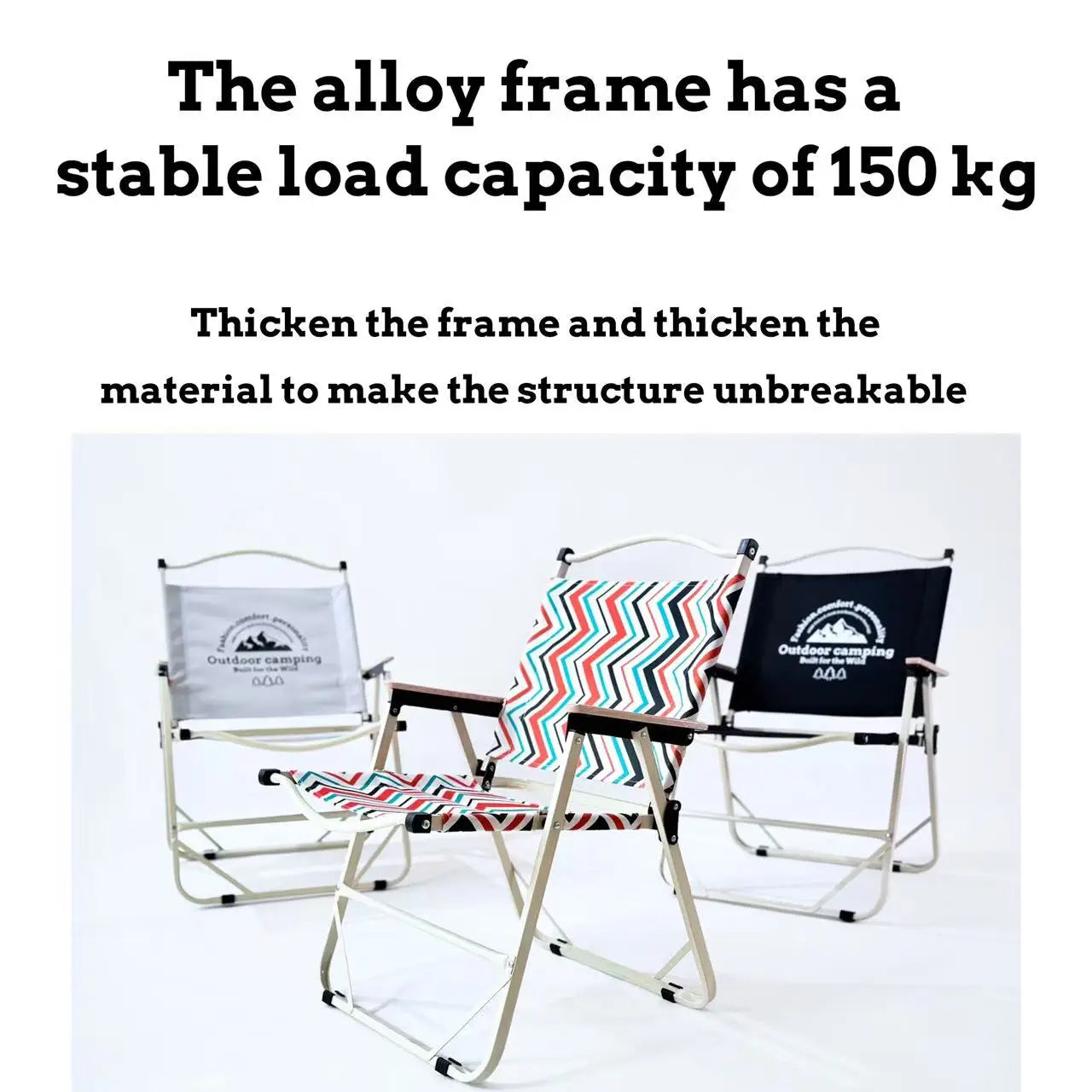 Folding Camp Chair, Reinforced Steel Frame Design, Portable Outdoor Chair