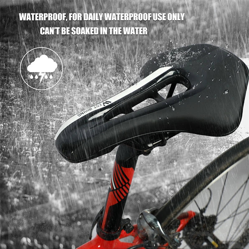 Road Bike Gel Comfortable Seat, Leather Soft Foam Filled Cushion, Ultralight MTB Cycling Saddle