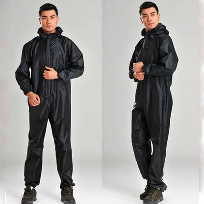Raincoat Men, One-piece, Waterproof Jumpsuit, Seamless All-in-one Hooded Rain Gear