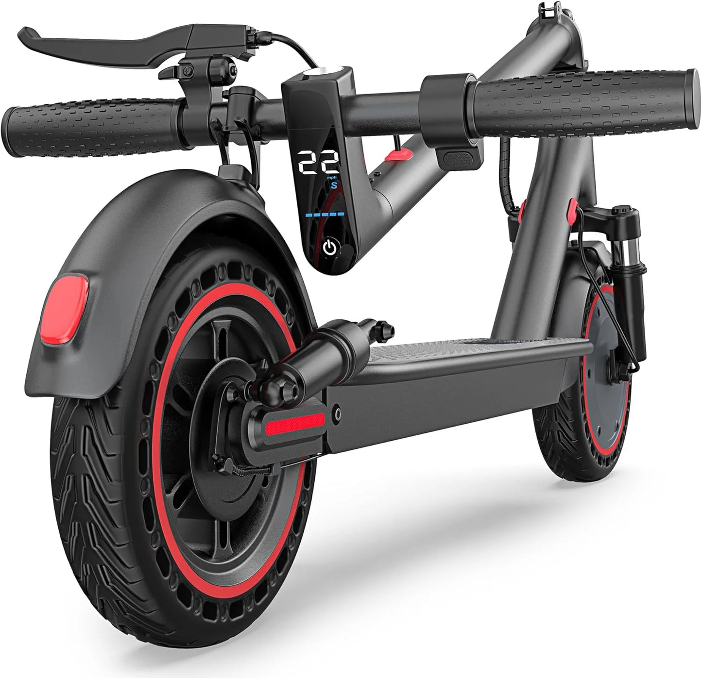 Electric Scooter, 48V 10.5Ah Battery, 22MPH Max Speed, 22Miles Max Range, 10”Honeycomb Tires, Foldable, Dual Braking & Suspension