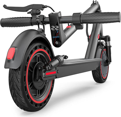 Electric Scooter, 48V 10.5Ah Battery, 22MPH Max Speed, 22Miles Max Range, 10”Honeycomb Tires, Foldable, Dual Braking & Suspension