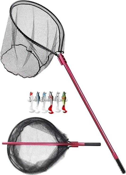 Large Rubber Fishing Net, Telescoping Handle, Extends to 94in, for Fresh or Saltwater