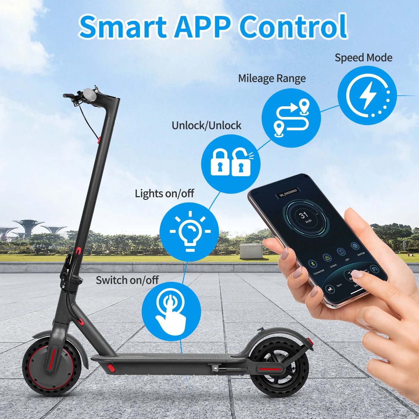 Electric Scooter, 36V 10.4Ah, Big Battery 350W, 15Miles Range, 19Mph Foldable, 8.5Inch EScooter