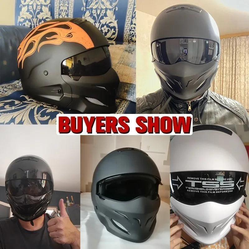Multi-Purpose Combination Detachable Helmet, DOT Certified, Motorcycle Half Predator Helmet
