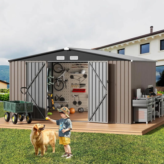 Outdoor Storage Shed, 10x12 FT, Metal, Roof, Customized