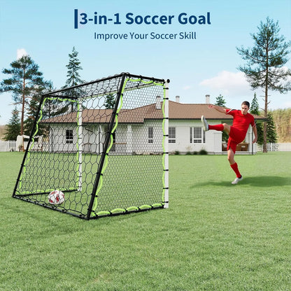 Soccer Goal, 7x5Ft Net, Rebounder, Steel Frame