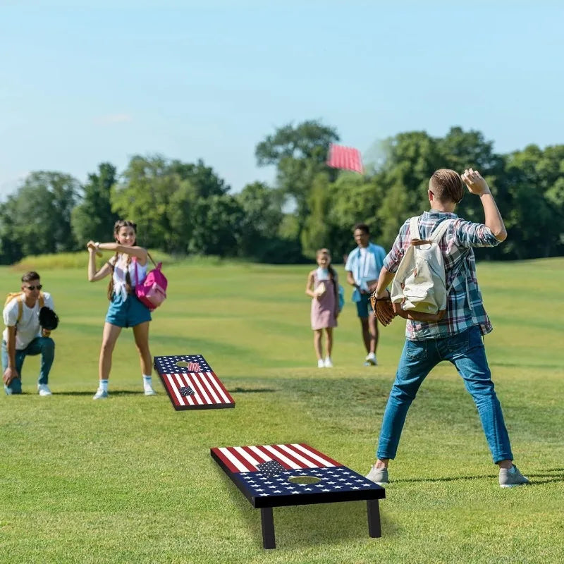 Wood Cornhole Set, Boards , 8 Bean Bags with Carry Case