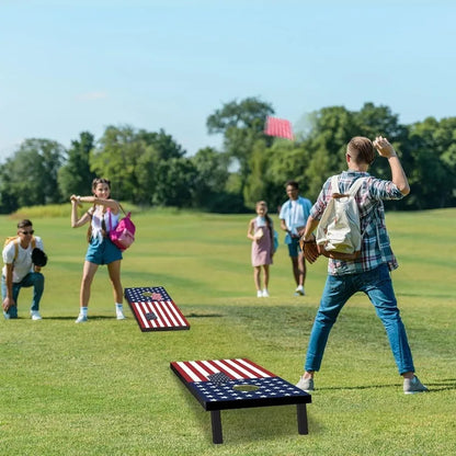 Wood Cornhole Set, Boards , 8 Bean Bags with Carry Case