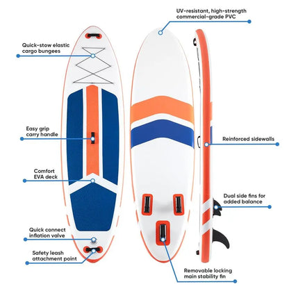 Inflatable Stand Up Paddle Board w/ Premium Accessories Wide Non-Slip Comfort Deck