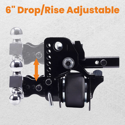 Adjustable Trailer Hitch w/ Air Suspension Bag & Three Ball Mount, 6" Rise / Drop