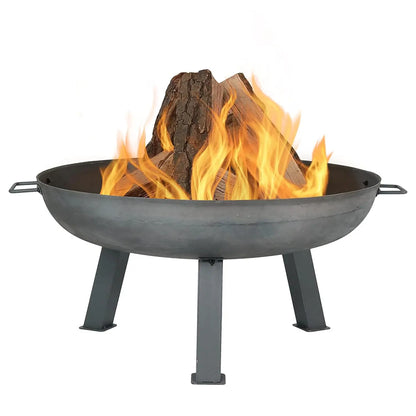Cast Iron Heavy-Duty 30-Inch Fire Pit for - Wood-Burning Outdoor Bowl w/ Handles