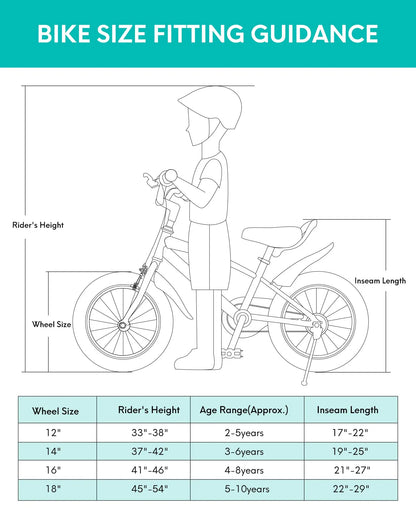 16 Inch Kids Bike, w/ Training Wheels, Kickstand, Dual Handbrake, Adjustable Handlebar & Saddle