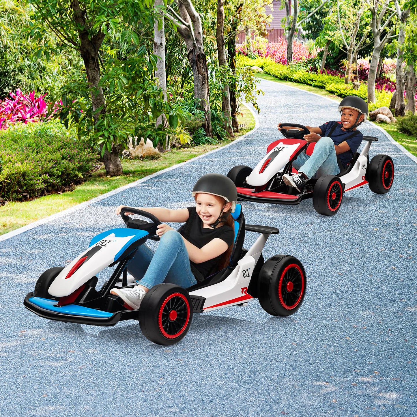 Electric Go Kart for Kids, 24V Drift Kart with Battery Motor, Electric Pedals