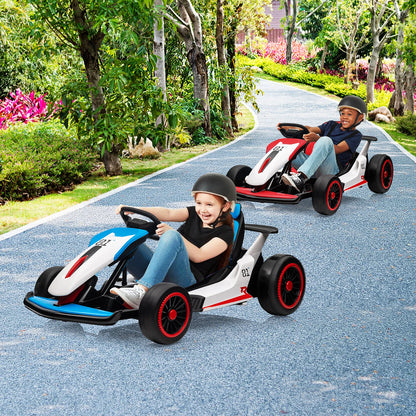 Electric Go Kart for Kids, 24V Drift Kart with Battery Motor, Electric Pedals