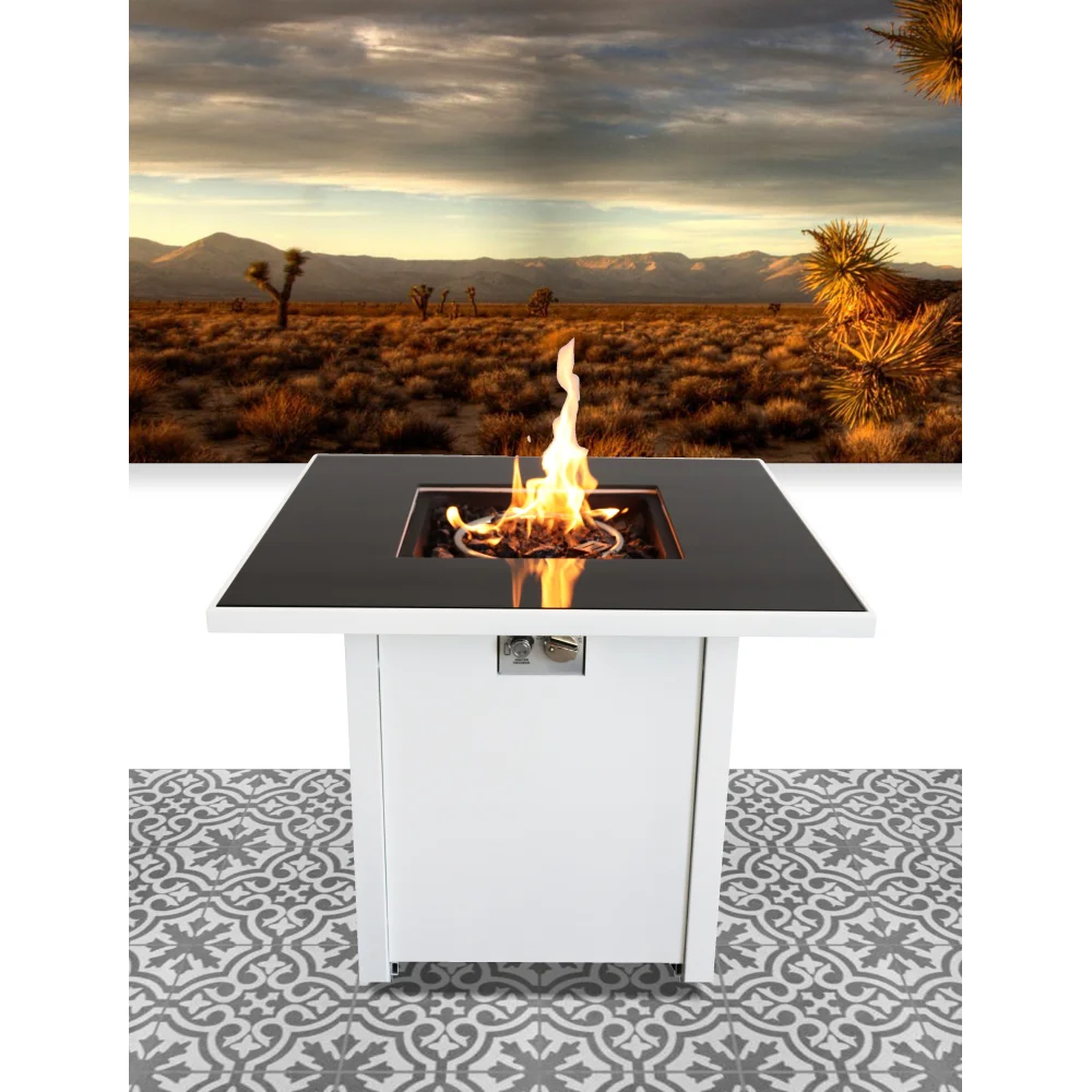 White Steel 30 Inch Propane/natural Gas Firepit Table