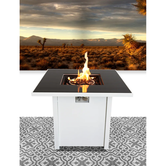 White Steel 30 Inch Propane/natural Gas Firepit Table