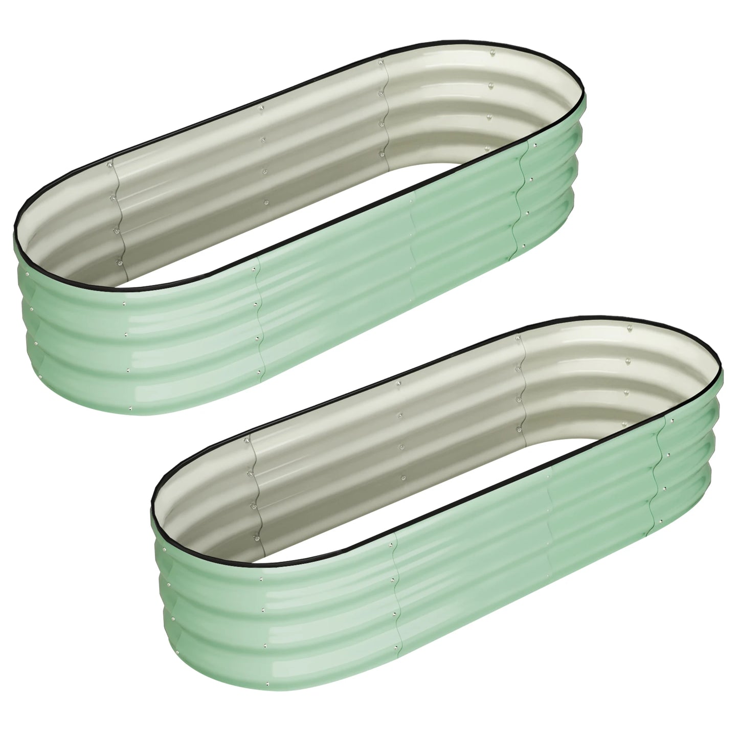 Oval Raised Garden Bed, 2 Pcs 4.5x2x1ft, Galvanized Metal, Open-Ended Base, Outdoor Planters