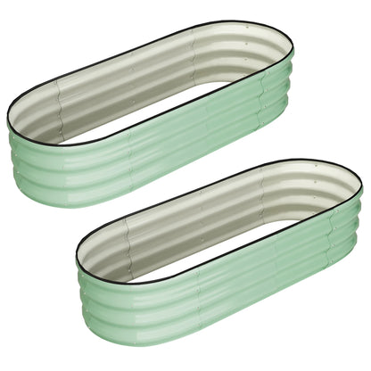 Oval Raised Garden Bed, 2 Pcs 4.5x2x1ft, Galvanized Metal, Open-Ended Base, Outdoor Planters