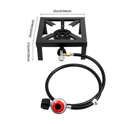 Portable Single or Double Burner, Outdoor Propane Gas Stove w/ Adjustable Regulator & Hose