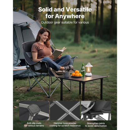 Oversized Camping Chair, 450lbs Heavy Duty Support, Portable Padded Folding Camp Chairs w/Carry Bag