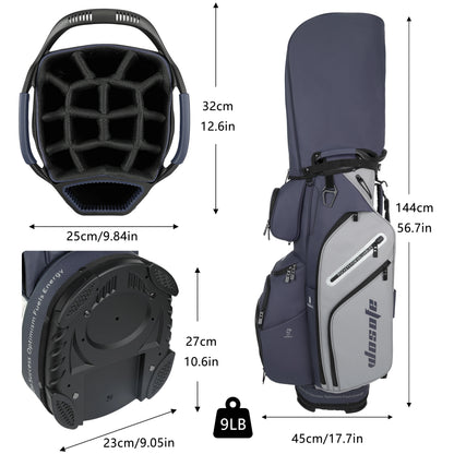 Leather Lightweight Golf Bag, 10 Pockets, 14-Way Dividers, Cooler Pouch for Men or Women
