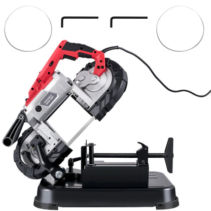 Portable Band Saw, 5 Inch Cutting Capacity, Cordless Variable Speed, 10Amp Motor, Deep Cut for Metal, Wood, Pipes, Rebar