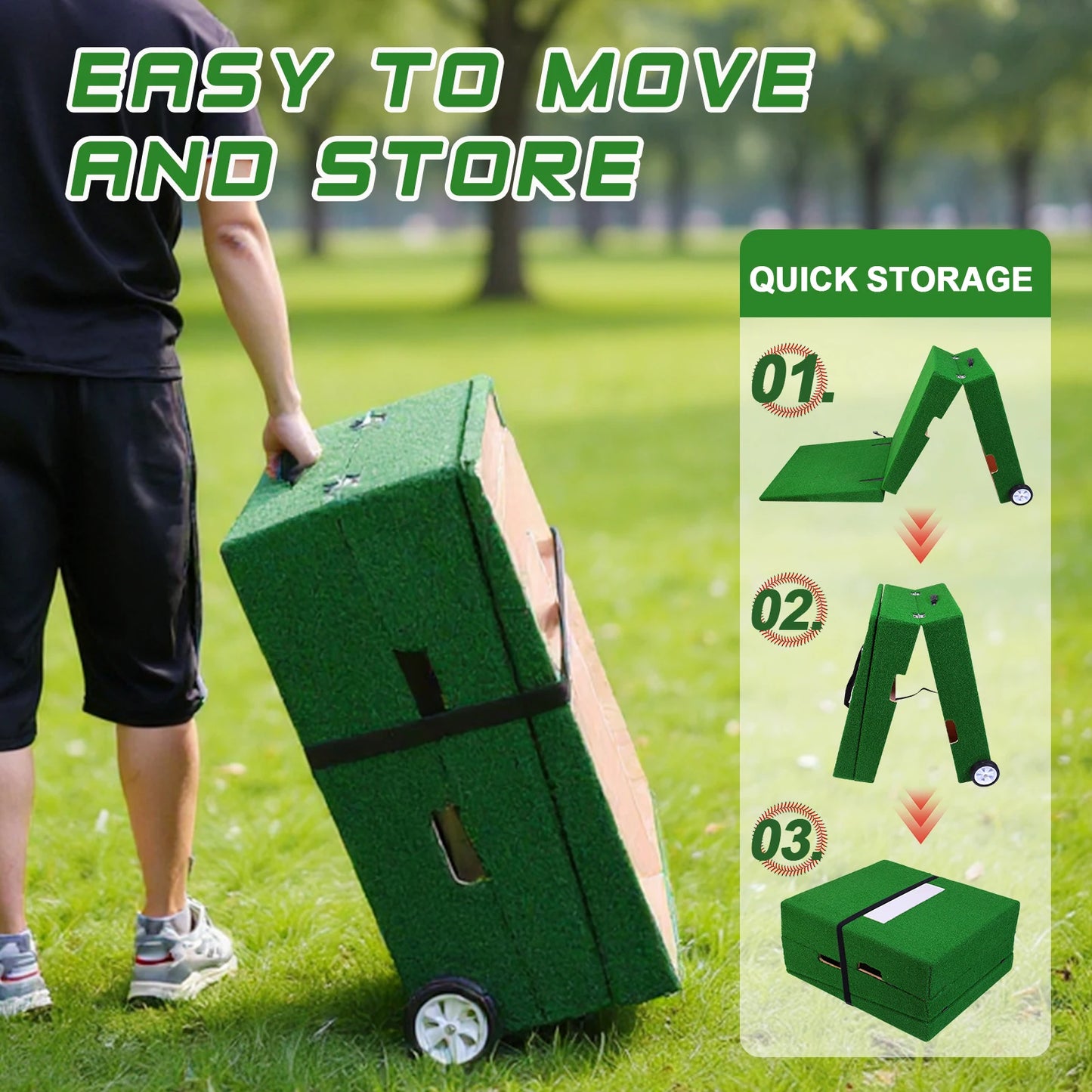 Baseball Pitching Training Equipment, 88x28x6 Inch Portable Foldable Pitching Practice Mound