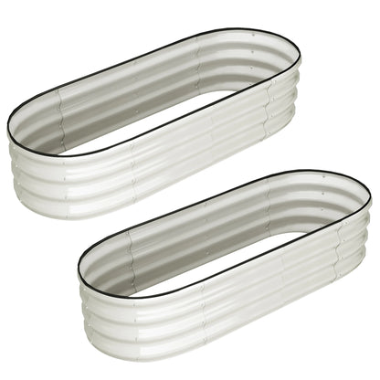 Oval Raised Garden Bed, 2 Pcs 4.5x2x1ft, Galvanized Metal, Open-Ended Base, Outdoor Planters