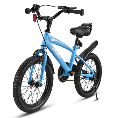 16 Inch Kids Bike, w/ Training Wheels, Kickstand, Dual Handbrake, Adjustable Handlebar & Saddle