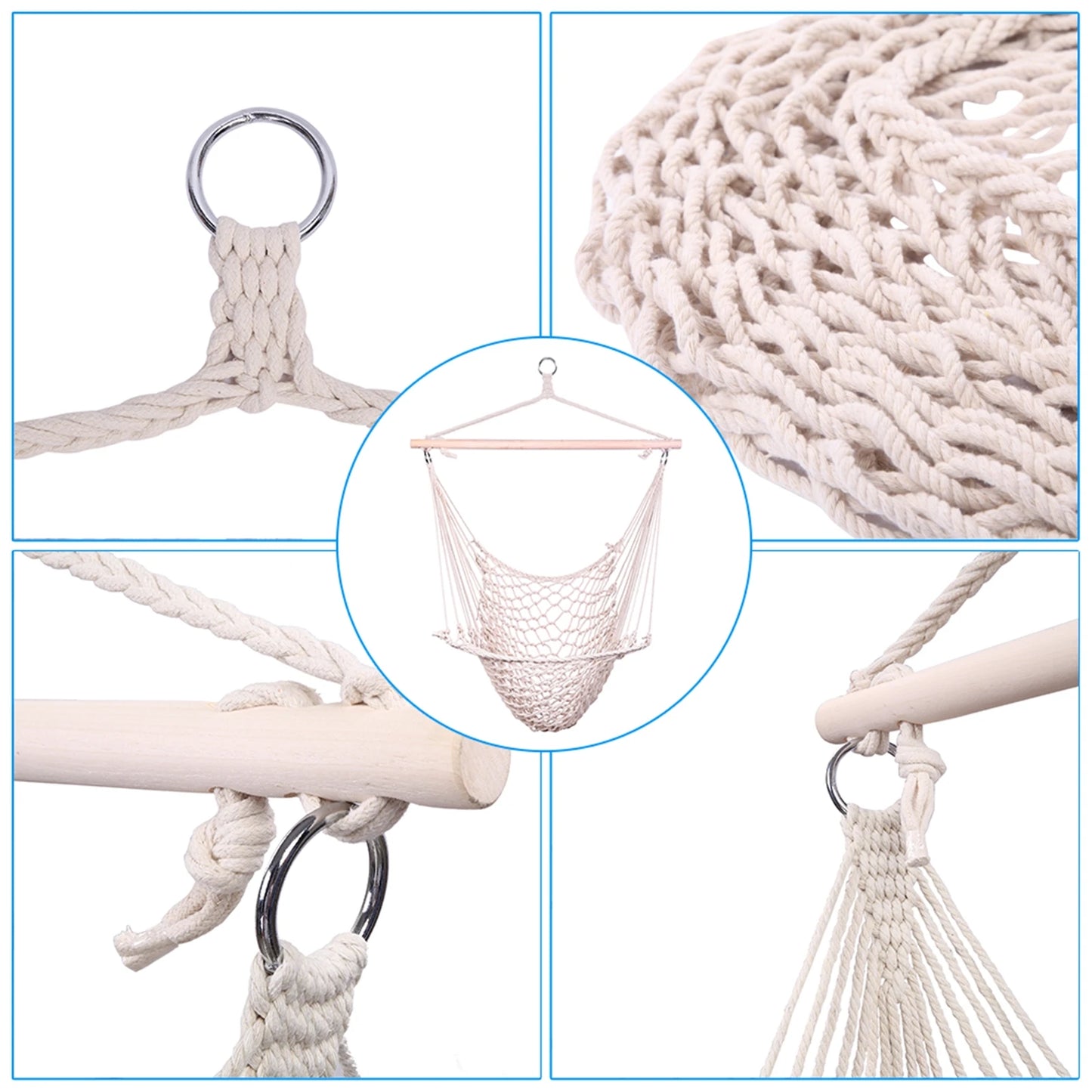 Nordic Style White Hammock, Indoor, Outdoor Garden Hanging Chair Swing