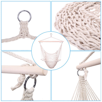 Nordic Style White Hammock, Indoor, Outdoor Garden Hanging Chair Swing