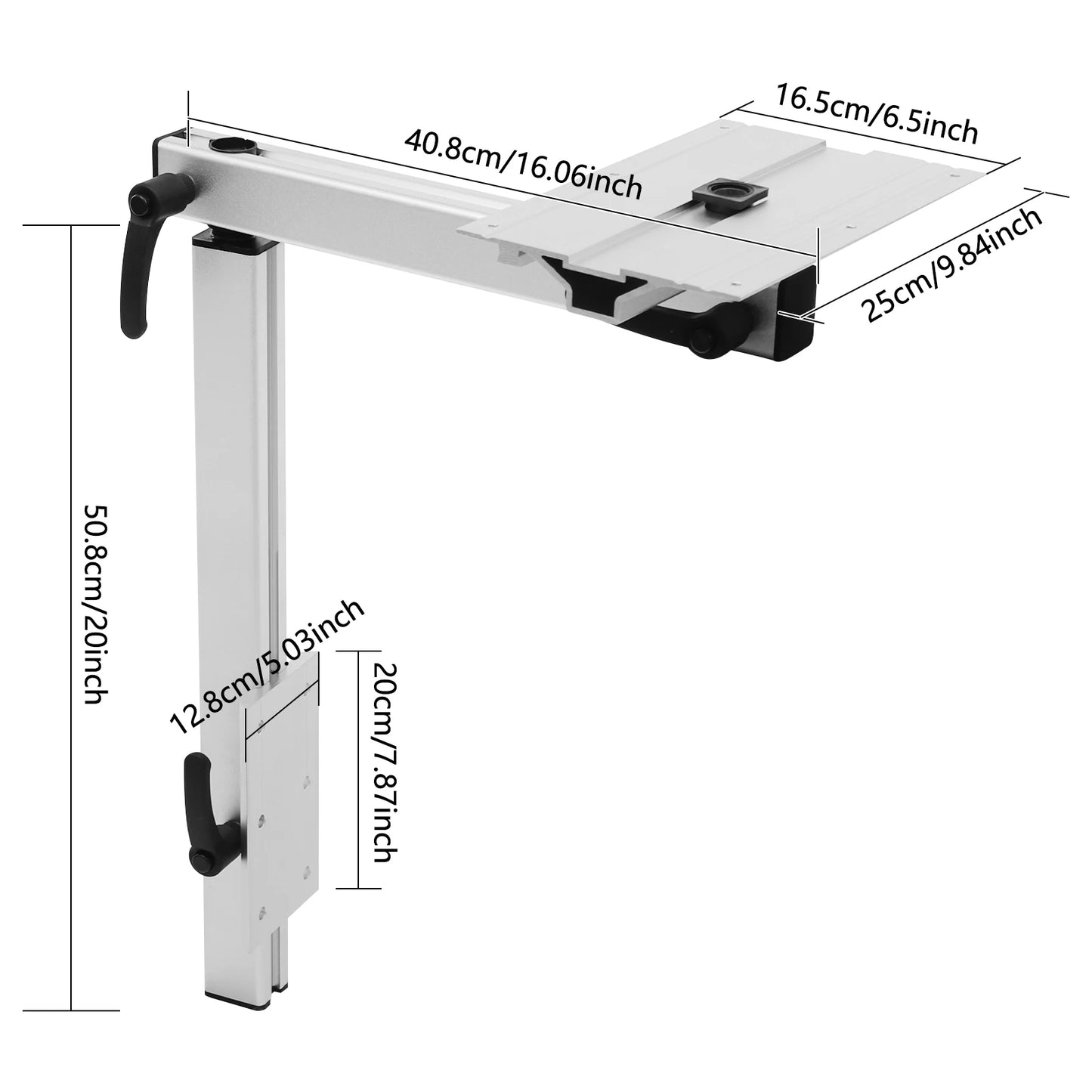 Telescopic RV Table Leg, Silver Heavy Duty 360° Table Leg Aluminum Alloy, Detachable w/ Tabletop Carrier Board