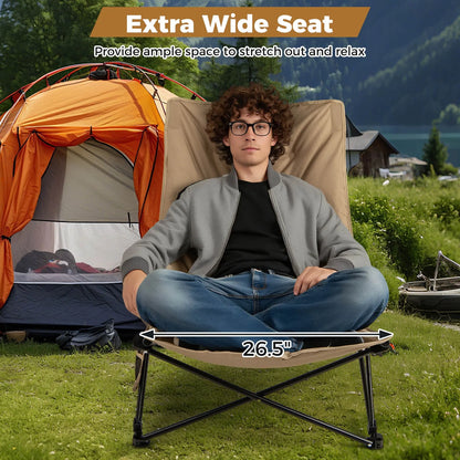 2PCS Portable Folding Camping Chair, 500 LBS Support, Side Pocket and Carry Bags