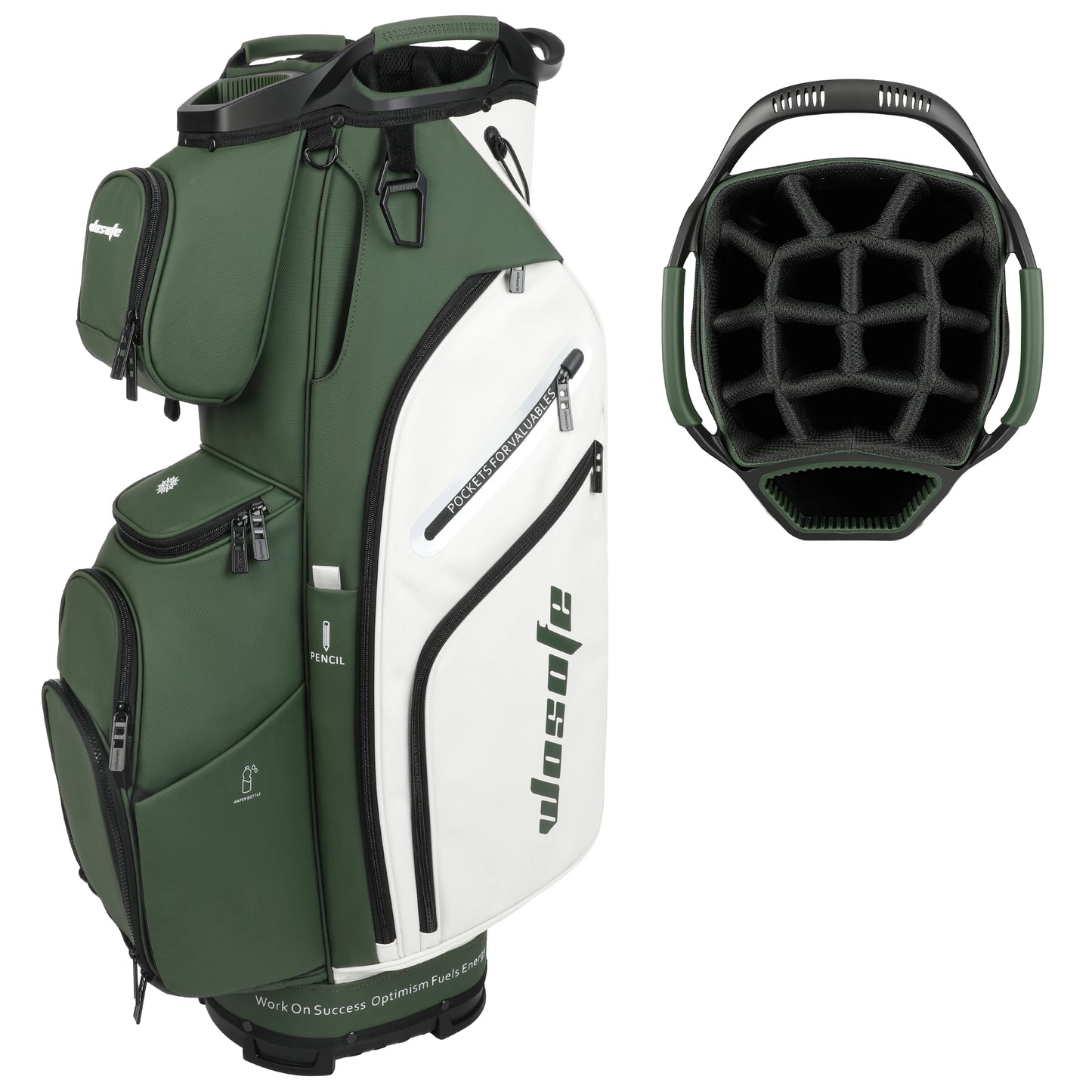 Leather Lightweight Golf Bag, 10 Pockets, 14-Way Dividers, Cooler Pouch for Men or Women