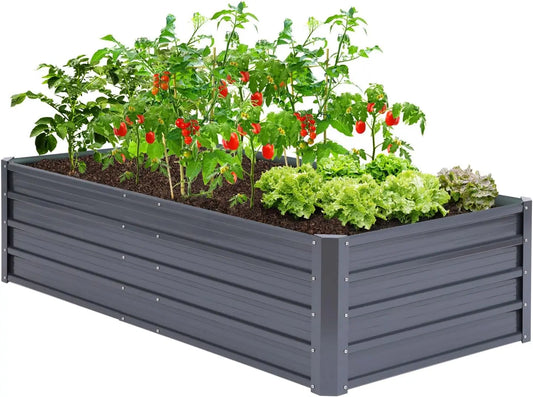 Galvanized Steel Raised Garden Bed 6x3x1.5 FT, Rustproof, Heavy Duty Planter Box, Vegetables, Flowers, Herbs